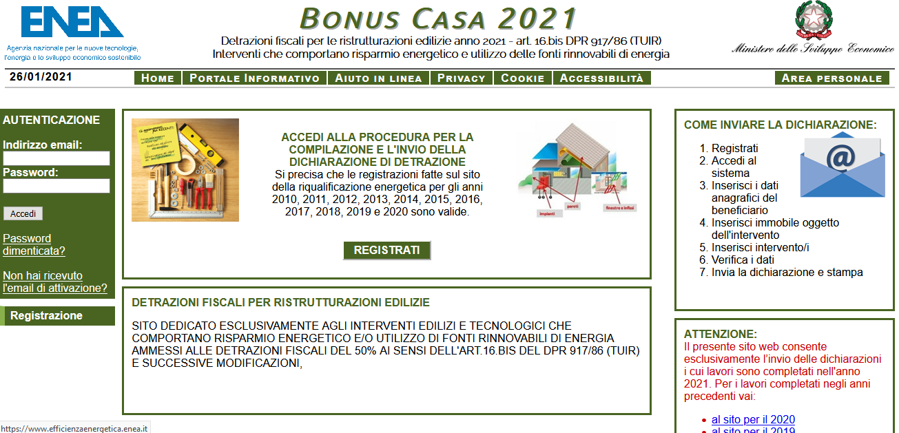 I Siti Enea Ecobonus E Bonus Casa 2021 Sono Online - Guidafinestra